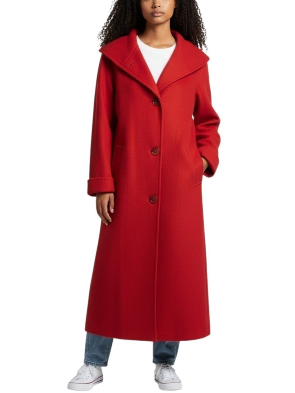 Vintage Forecaster of Boston Red 100% Wool Hooded Long Over Coat Size 8